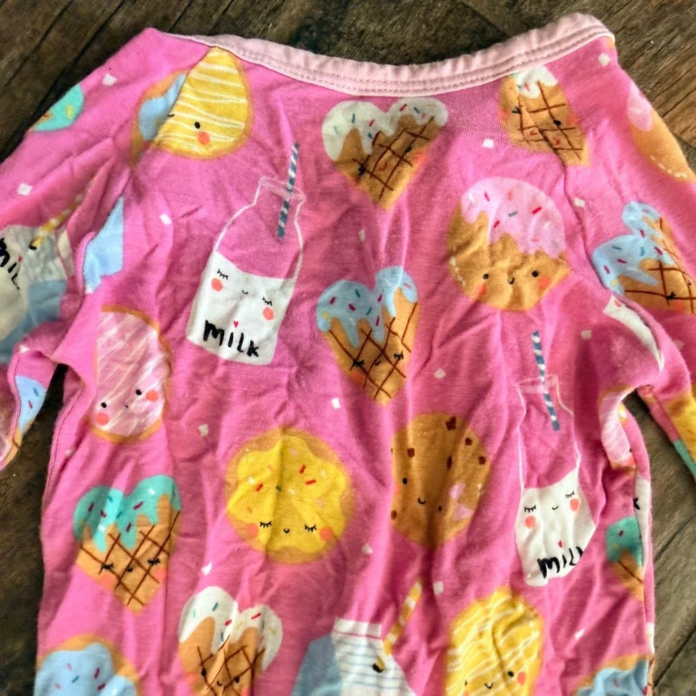 Little Sleepies Baby Cookies & Milk Zippy Footless / Footed Sleeper, Pink,0-3 mo